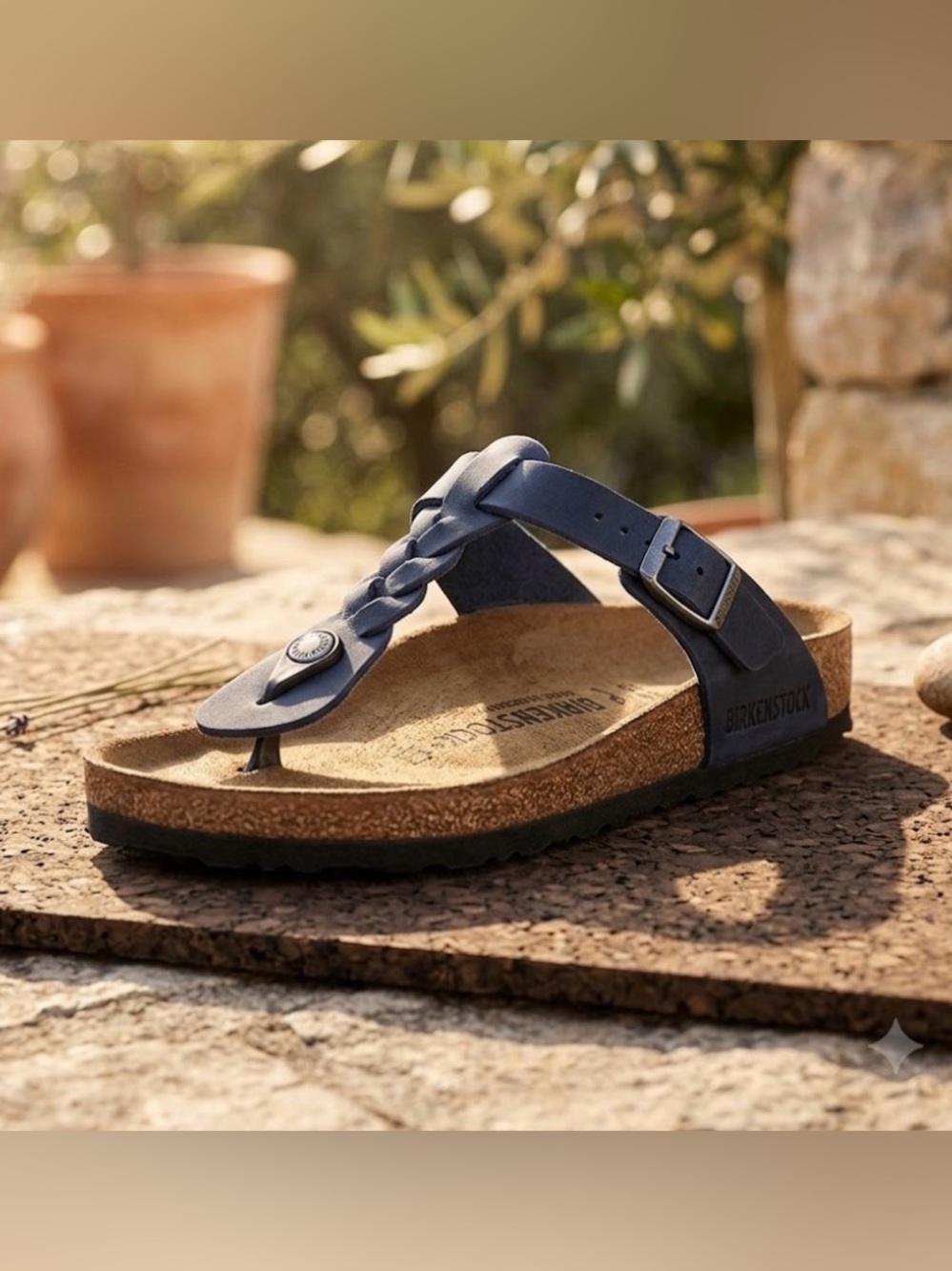 Birkenstock Gizeh Braided Toe-Post Sandal in Navy Blue Oiled Leather - 9 (40)